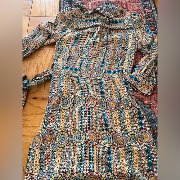 Marc by Marc Jacobs 100% silk multicolored floral boho poplin chic dress size 6 - Picture 6 of 8